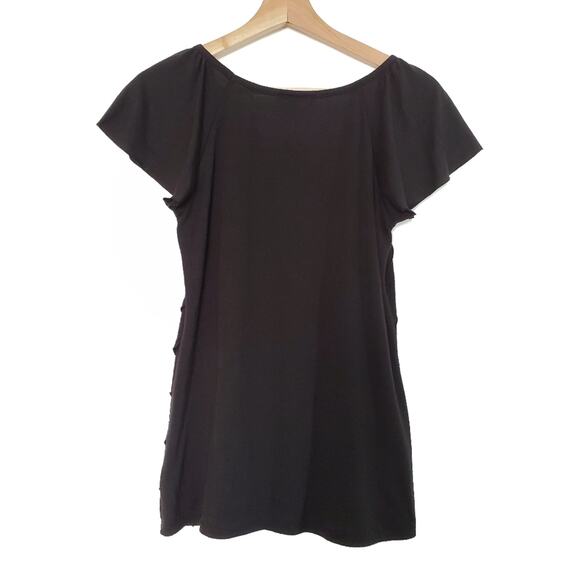 AB Studio | Diagonal Ruffle Flutter Sleeve Top - Picture 3 of 4